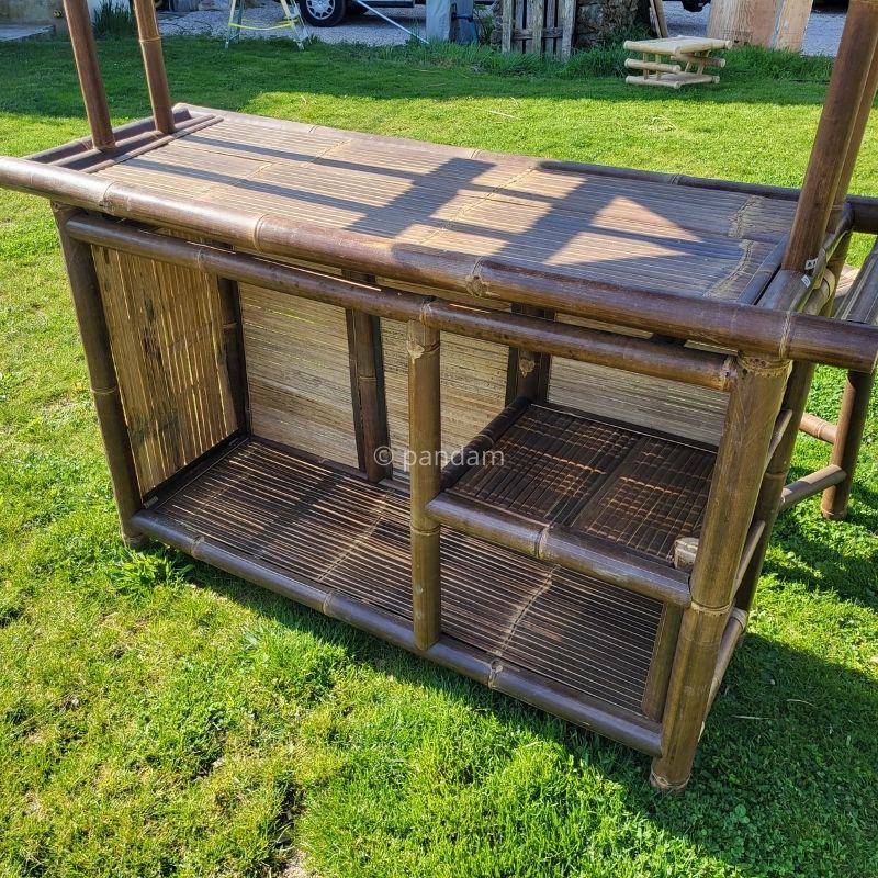 Tiki bar de bambú bicolor + 2 taburetes - Envío GRATIS