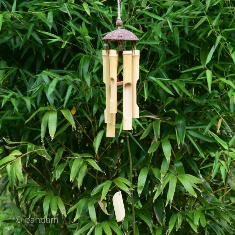Campana de viento de bambú natural para exterior o interior