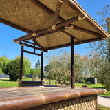 Gran bar de bambú negro + 4 sillas altas (Esquinero) - Exterior o Interior - Envío GRATIS