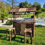 Tiki bar de bambú bicolor + 2 taburetes - Envío GRATIS