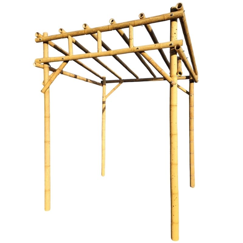 Pérgola de bambú inclinada – Pérgola natural para jardín