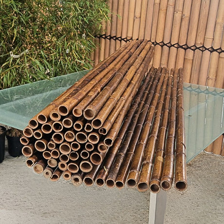 Rollo de valla de bambu negro de 2 metros