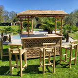 Gran bar de bambú claro (esquina) + 4 taburetes - Envío GRATIS