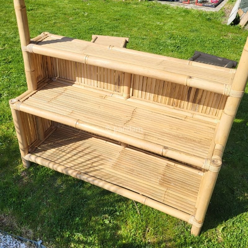 Pequeño bar de bambú con 2 taburetes – Estilo natural y compacto - Envío GRATIS