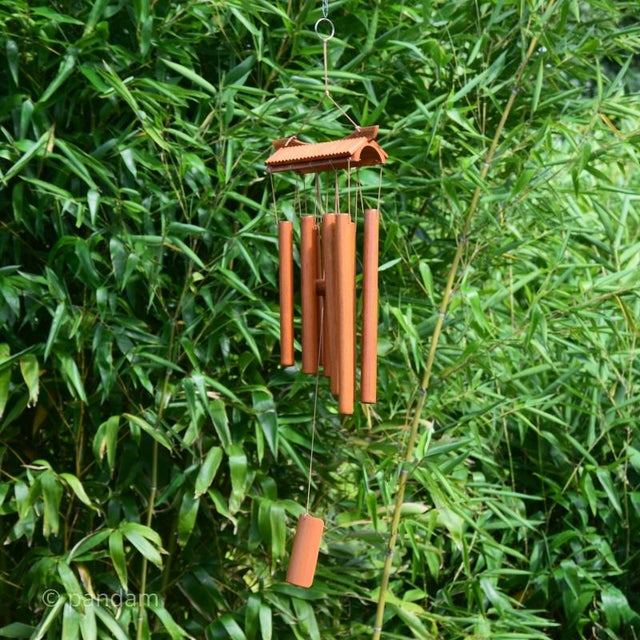 Carillon de bambu naranja templo budista
