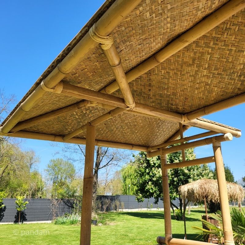 Gran bar de bambú claro (esquina) + 4 taburetes - Envío GRATIS